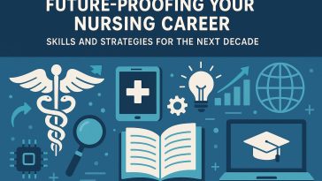 Modern nurse using digital technology to enhance skills and adapt to evolving healthcare trends