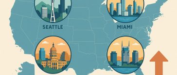 Modern American city skylines representing emerging real estate markets and trends in the U.S.