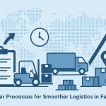 Modern warehouse streamlining logistics with organized inventory and efficient transportation systems