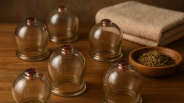 Traditional cupping therapy tools arranged in a wellness setting for healing in New York City