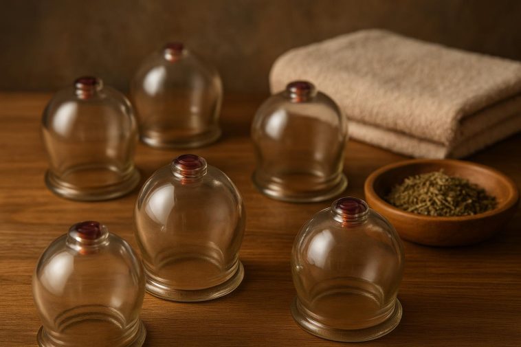 Traditional cupping therapy tools arranged in a wellness setting for healing in New York City