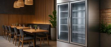 Sleek stainless steel commercial refrigerators enhance modern restaurant interior in Perth