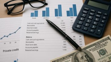 Financial statement analysis charts illustrating private credit evaluation concepts