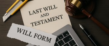 Broken legal documents and scattered online forms highlighting risks of DIY wills and templates