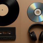 Vinyl records and digital audio equipment side by side illustrating analogue vs digital music