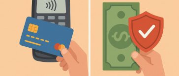 Credit card securely processing payment at a store counter for safe daily transactions