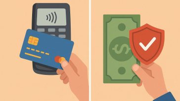 Credit card securely processing payment at a store counter for safe daily transactions