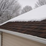 Snow-covered roof in Northeast Ohio with icicles, showcasing winter preparation and maintenance