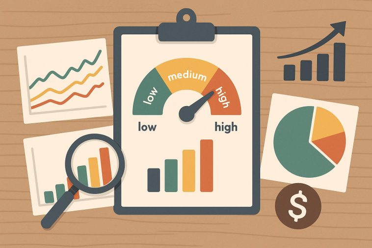Diverse investment portfolio charts illustrating strategies for matching client risk tolerance