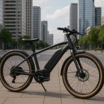 Top electric cycles for city commuting parked on an urban street with modern buildings