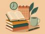 Books and planner arranged on a desk representing building a reading habit in a busy schedule