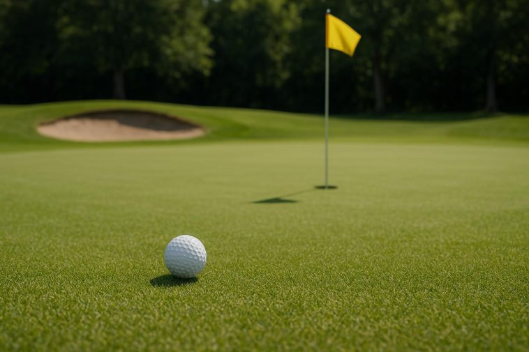 Golf course with flagstick and putting green illustrating key aspects of golf etiquette