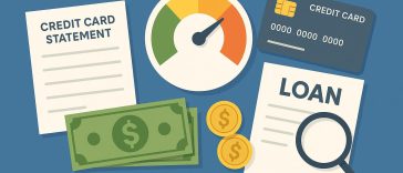 Credit card with highlighted utilization rate gauge illustrating credit score evaluation concept