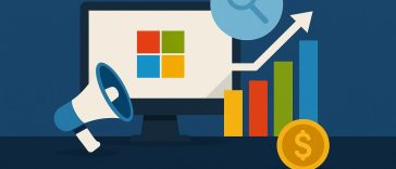 Microsoft Advertising platform dashboard interface showcasing digital marketing analytics and growth charts