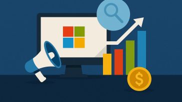 Microsoft Advertising platform dashboard interface showcasing digital marketing analytics and growth charts