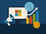 Microsoft Advertising platform dashboard interface showcasing digital marketing analytics and growth charts