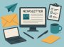 Laptop with email newsletter design on screen, representing small business marketing strategy